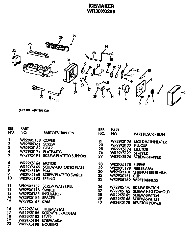 GE MSG27DHSAWH icemaker diagram