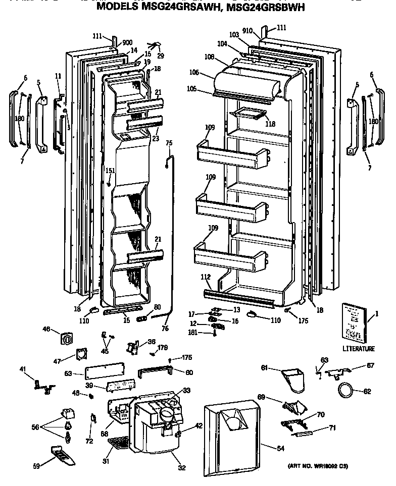 GE MSG24GRSAWH doors diagram