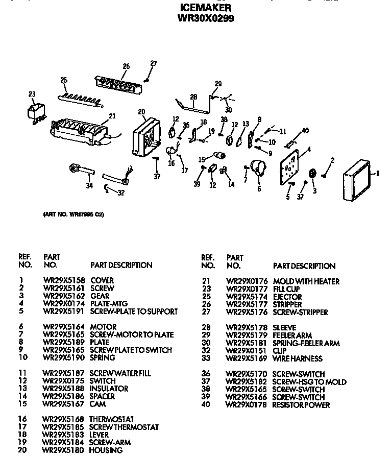 GE MSG22GRSBWH icemaker diagram