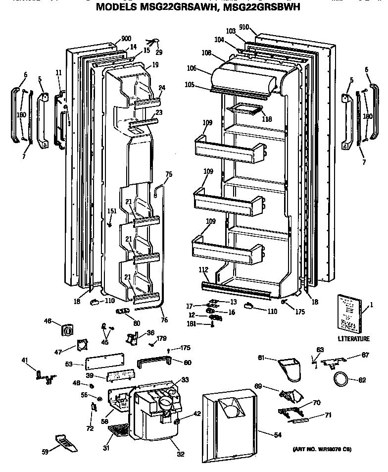 GE MSG22GRSBWH doors diagram
