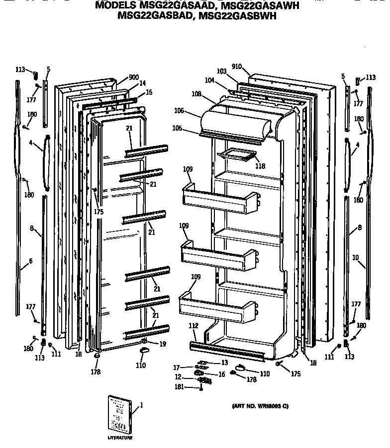 GE MSG22GASBWH doors diagram