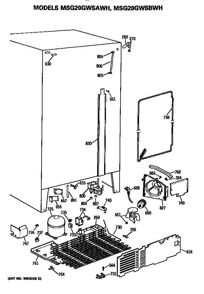 GE MSG20GWSAWH unit diagram