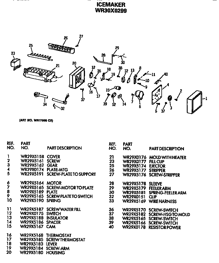 GE MSG20GWSAWH icemaker diagram
