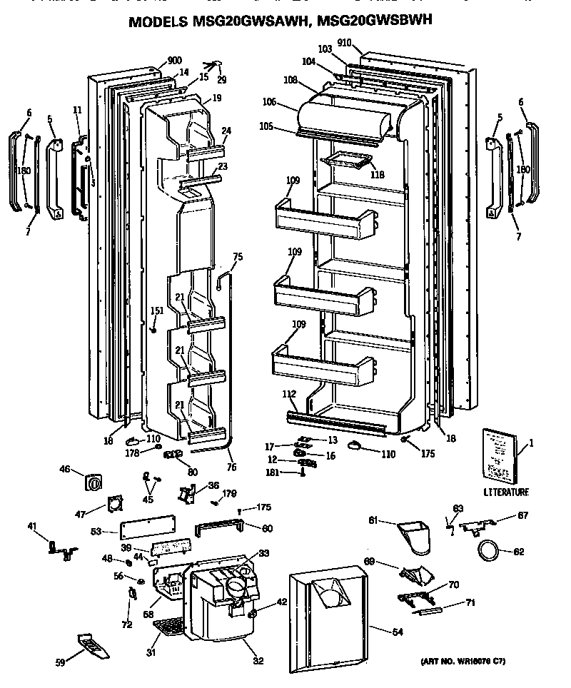 GE MSG20GWSAWH doors diagram