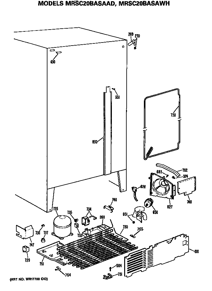 GE MRSC20BASAWH compressor diagram