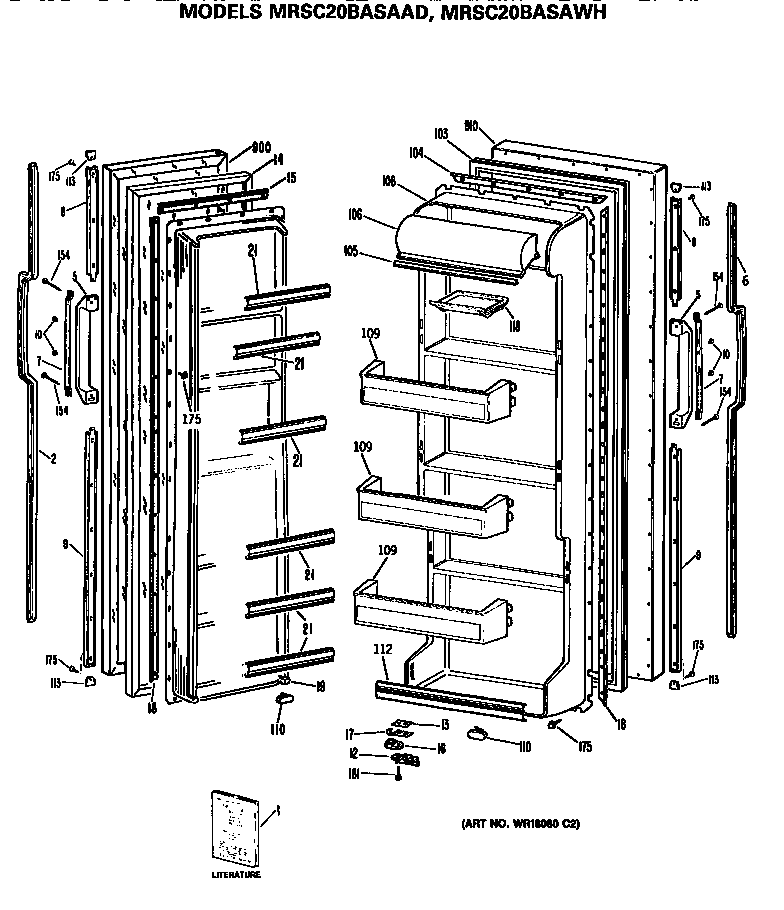 GE MRSC20BASAWH doors diagram