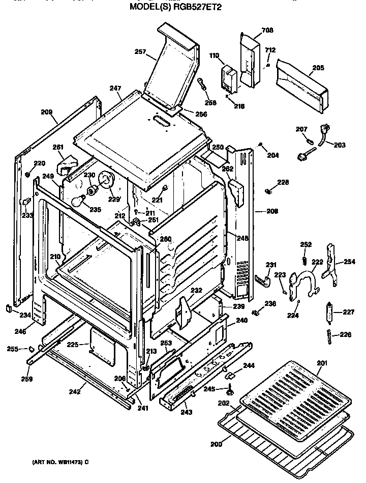 Hotpoint RGB527ET2 oven cabinet diagram