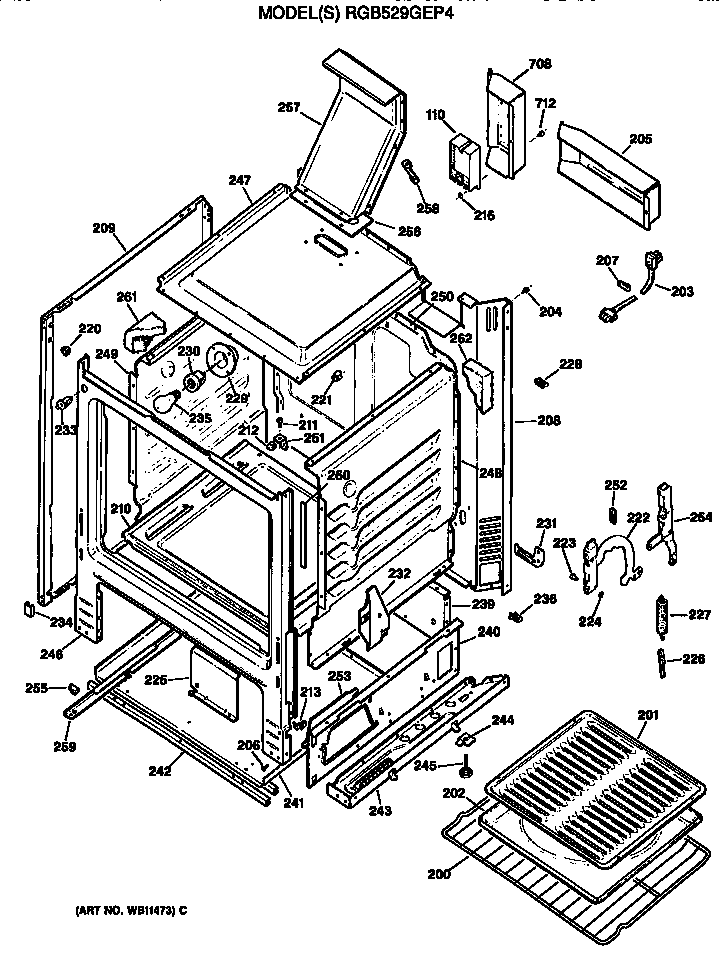 Hotpoint RGB529GEP4 oven cabinet diagram