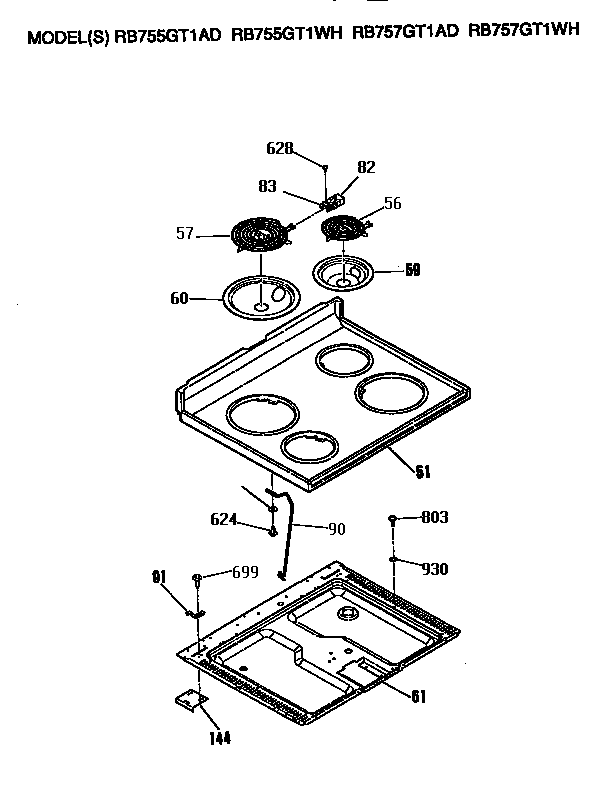 Hotpoint RB757GT1AD cooktop diagram