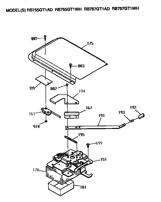 Hotpoint RB757GT1AD latch diagram
