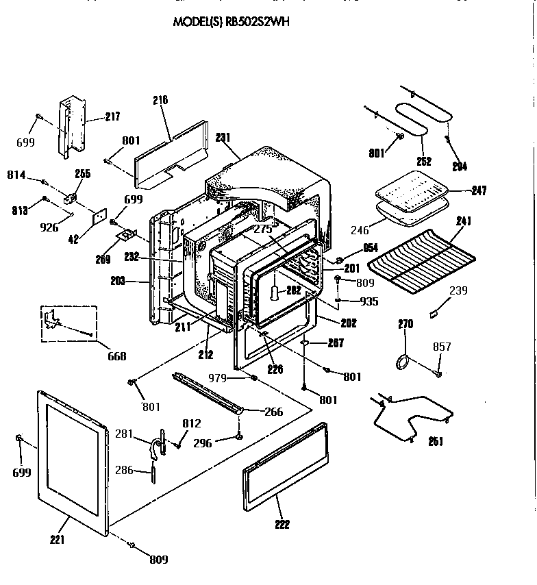 Hotpoint RB502S2WH main body diagram