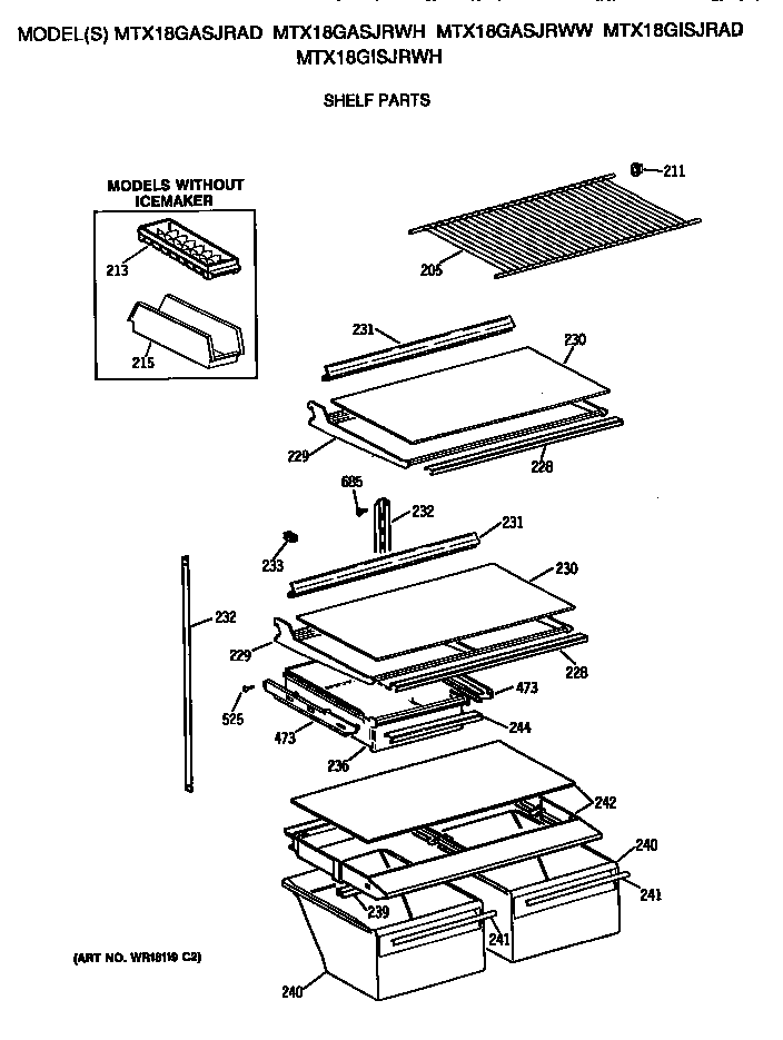 GE MTX18GASJRAD shelfs diagram