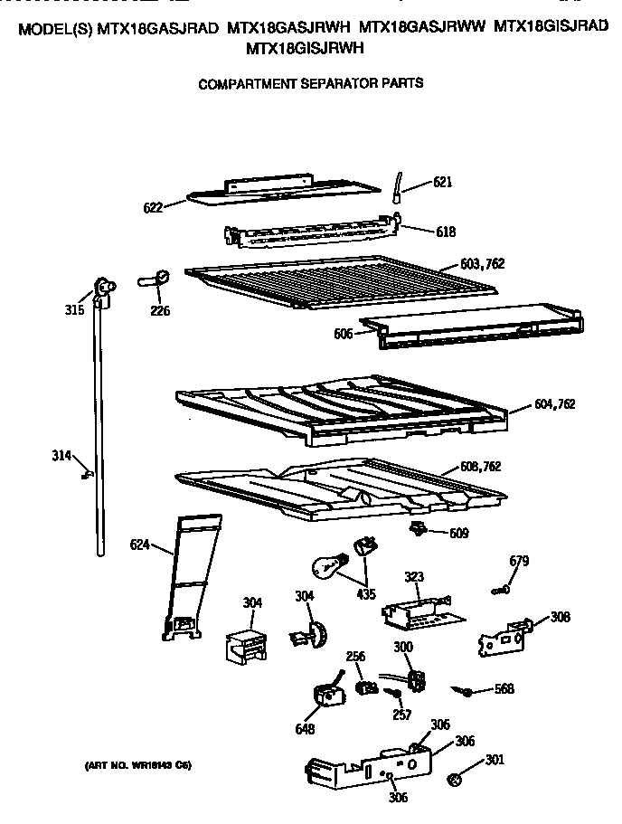 GE MTX18GASJRAD compartment separator diagram