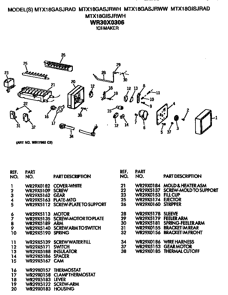 GE MTX18GASJRAD icemaker diagram