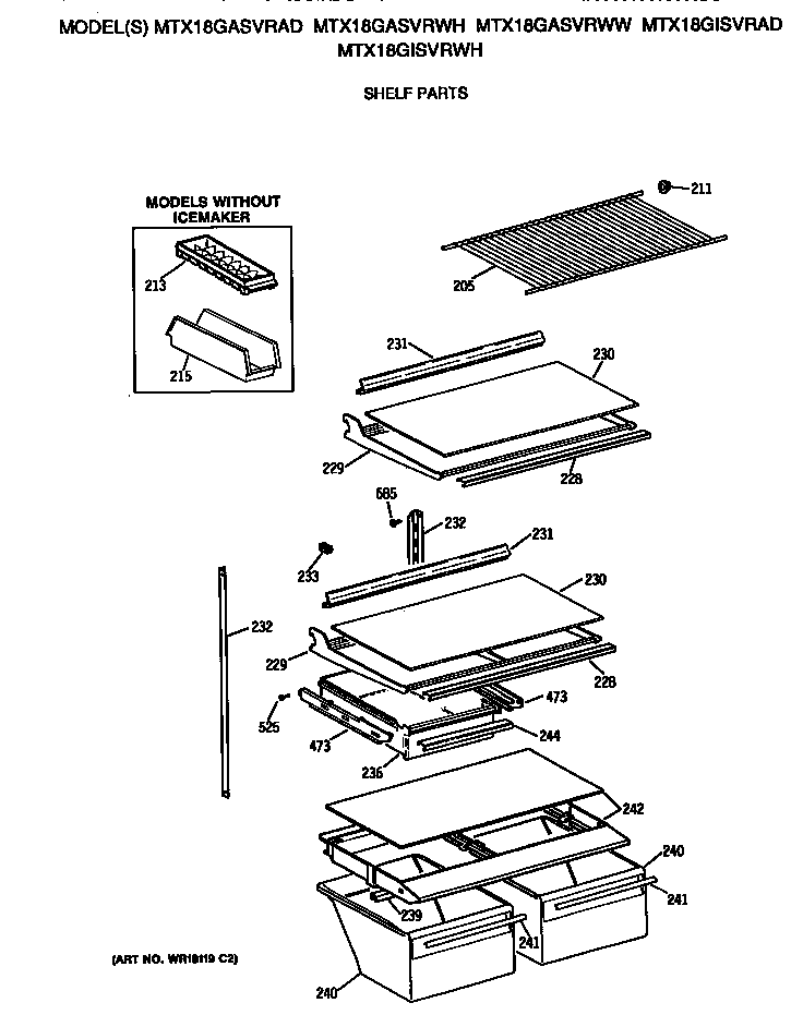 GE MTX18GASVRWW shelfs diagram