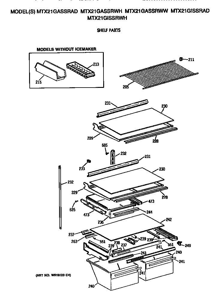 GE MTX21GASSRWW shelf diagram