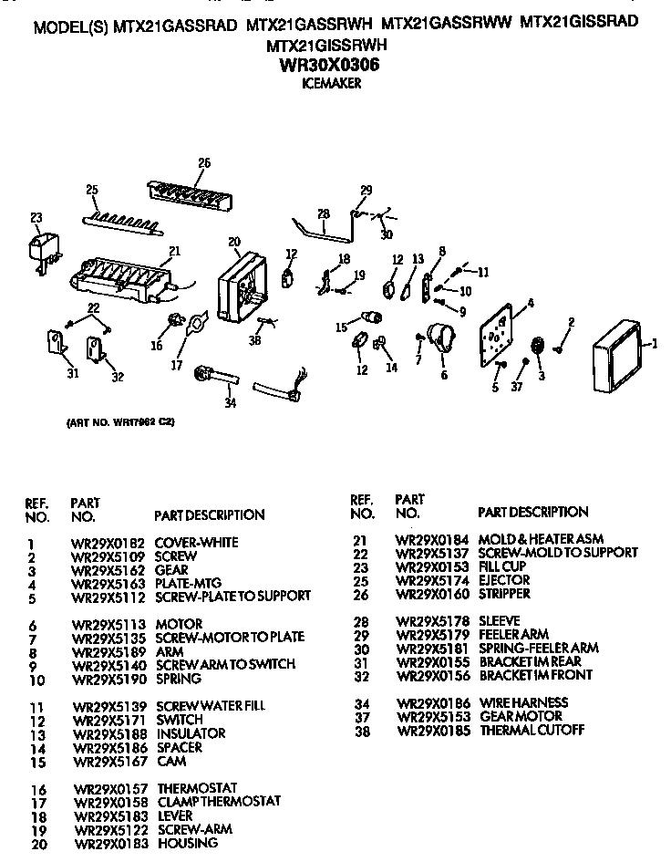 GE MTX21GASSRWW icemaker diagram