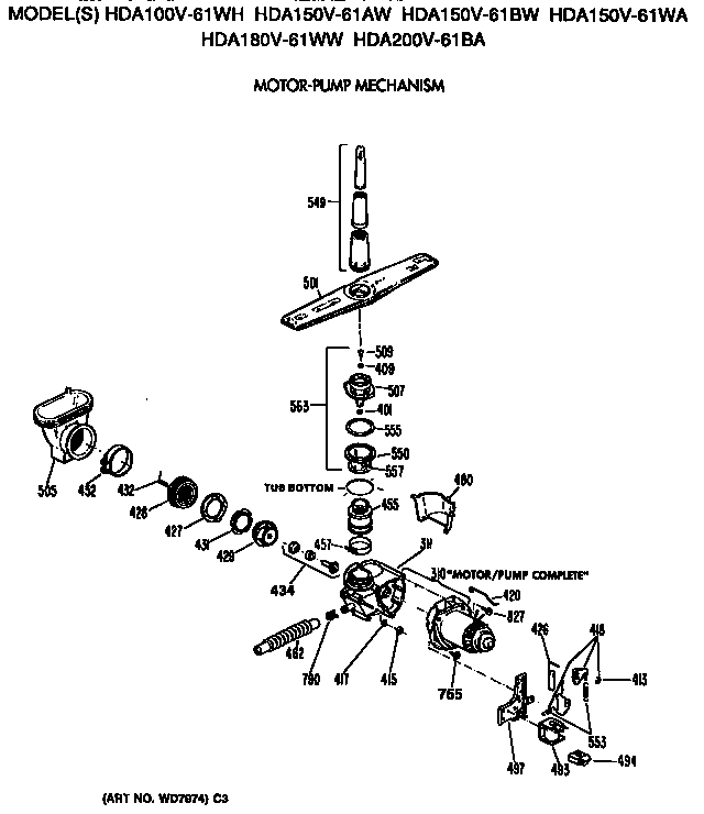 Hotpoint HDA200V-61BA motor/pump diagram