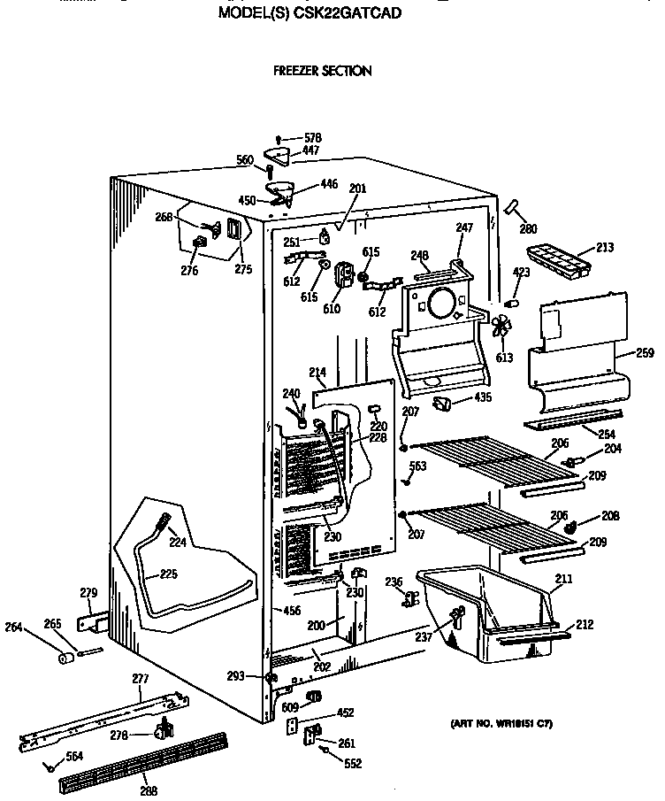Hotpoint CSK22GATCAD freezer section diagram