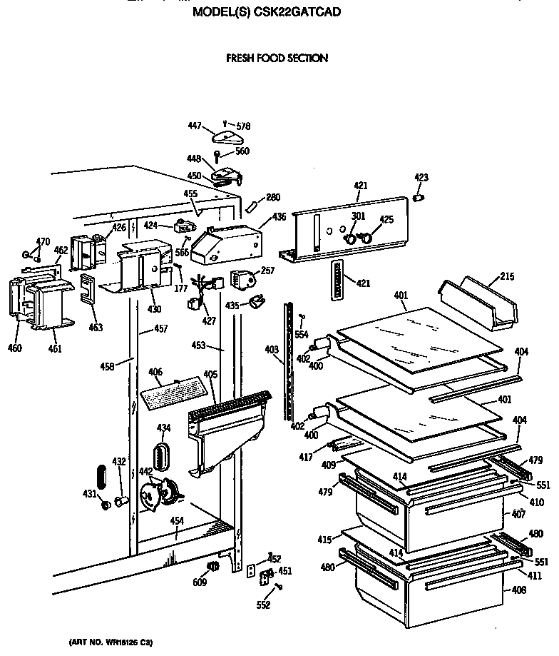 Hotpoint CSK22GATCAD fresh food section diagram