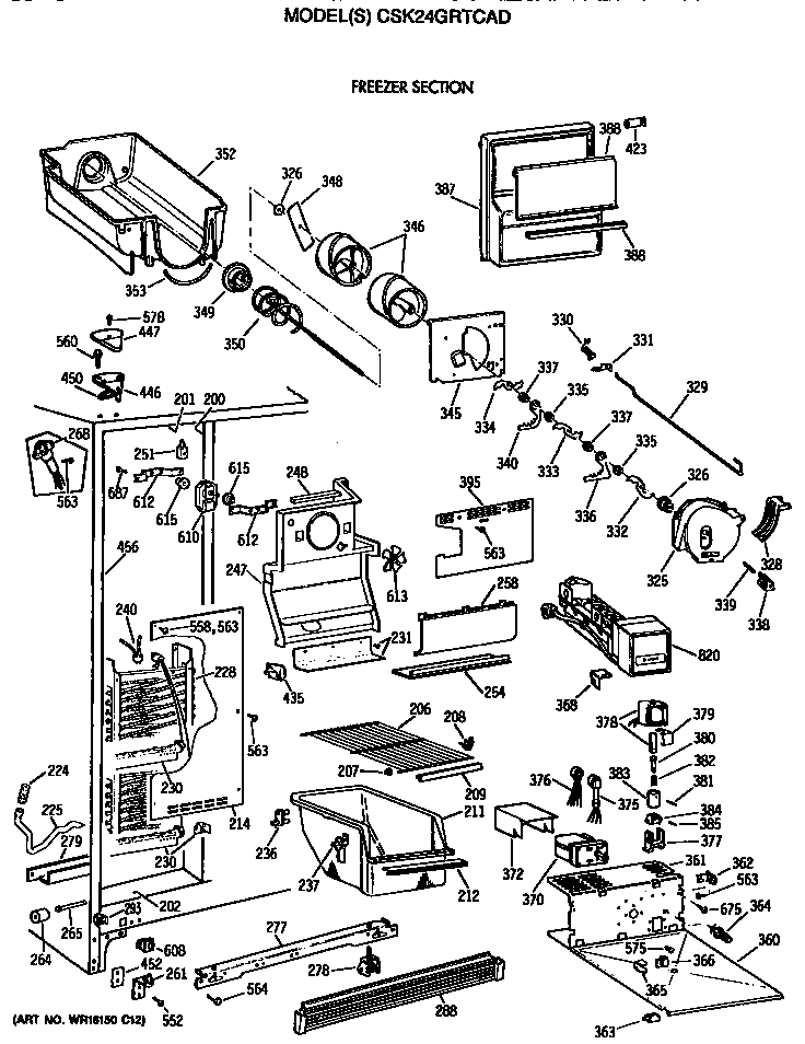 Hotpoint CSK24GRTCAD freezer section diagram