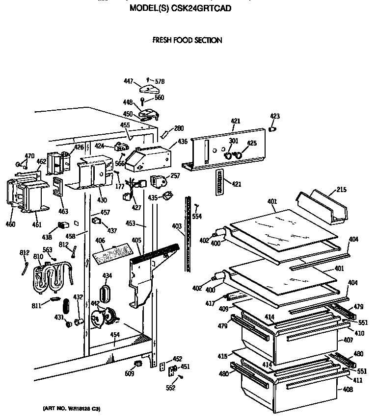 Hotpoint CSK24GRTCAD fresh food section diagram