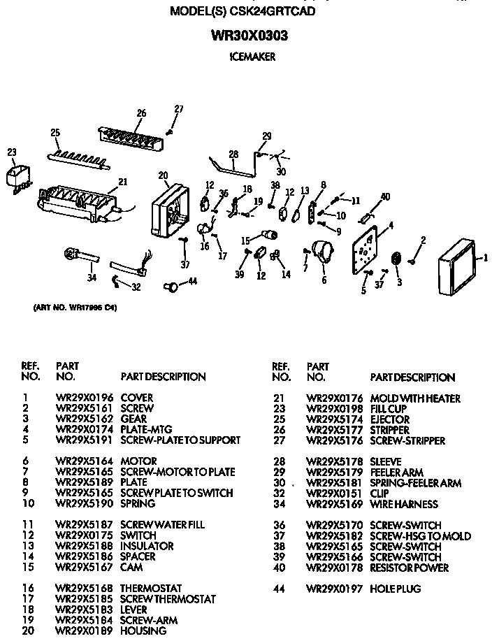 Hotpoint CSK24GRTCAD icemaker diagram