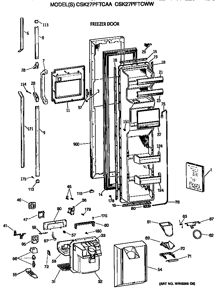 Hotpoint CSK27PFTCAA freezer door diagram
