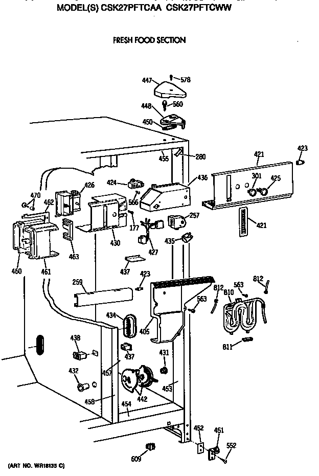 Hotpoint CSK27PFTCAA fresh food section diagram