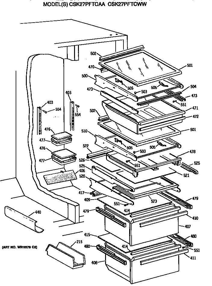 Hotpoint CSK27PFTCAA shelfs diagram