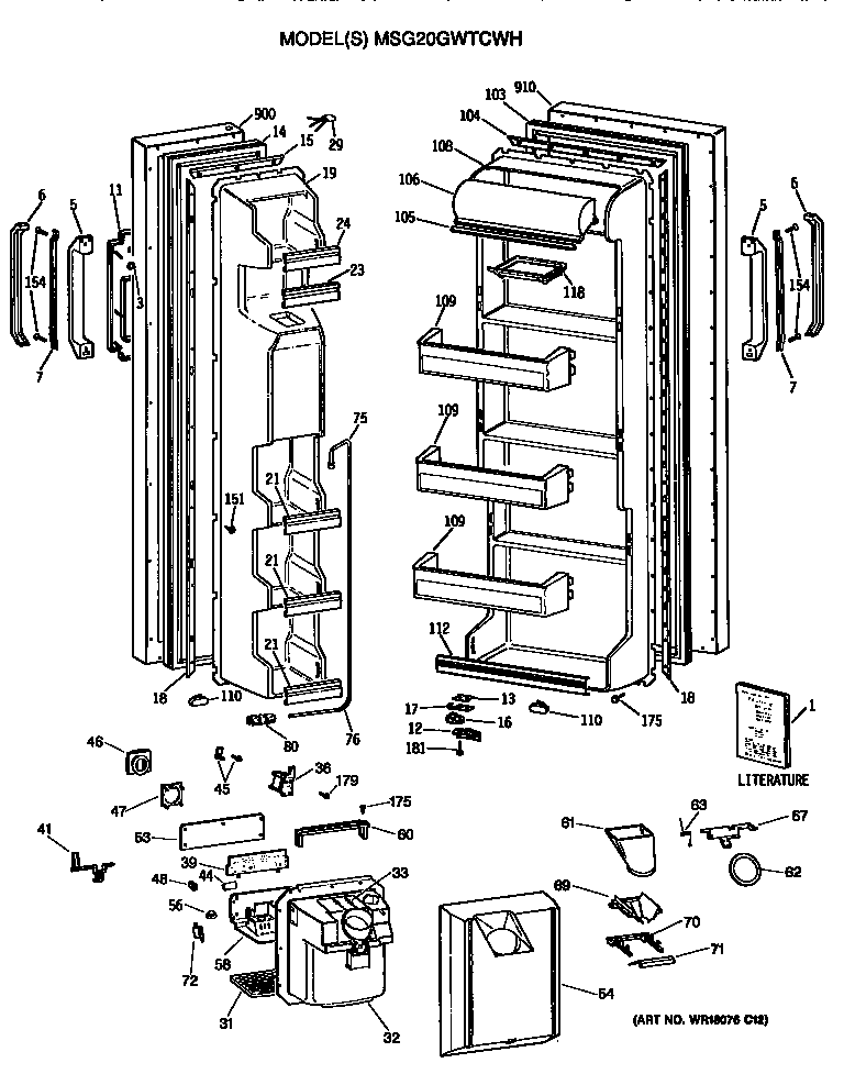 GE MSG20GWTCWH doors diagram