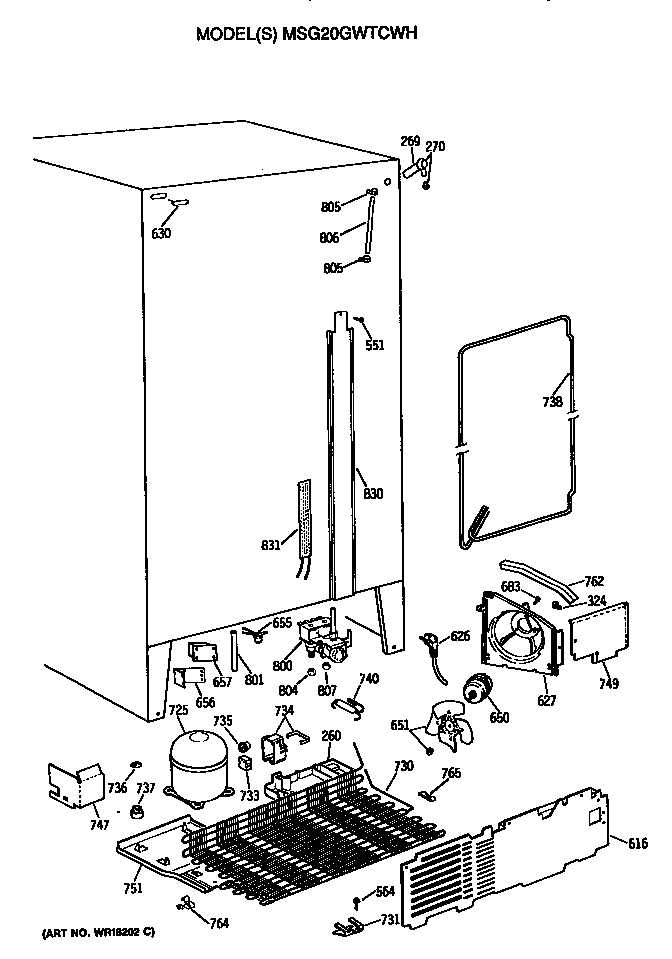 GE MSG20GWTCWH unit diagram
