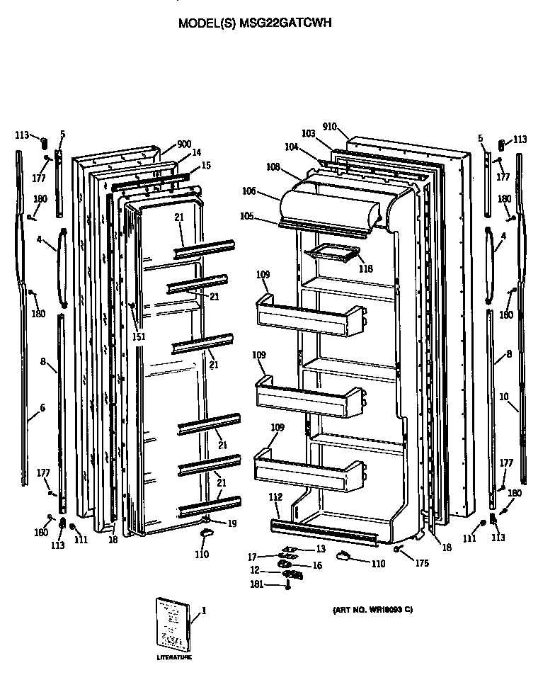 GE MSG22GATCWH doors diagram