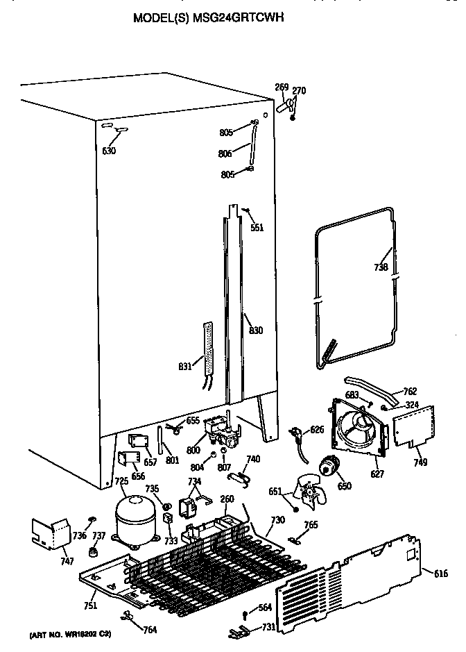 GE MSG24GRTCWH unit diagram
