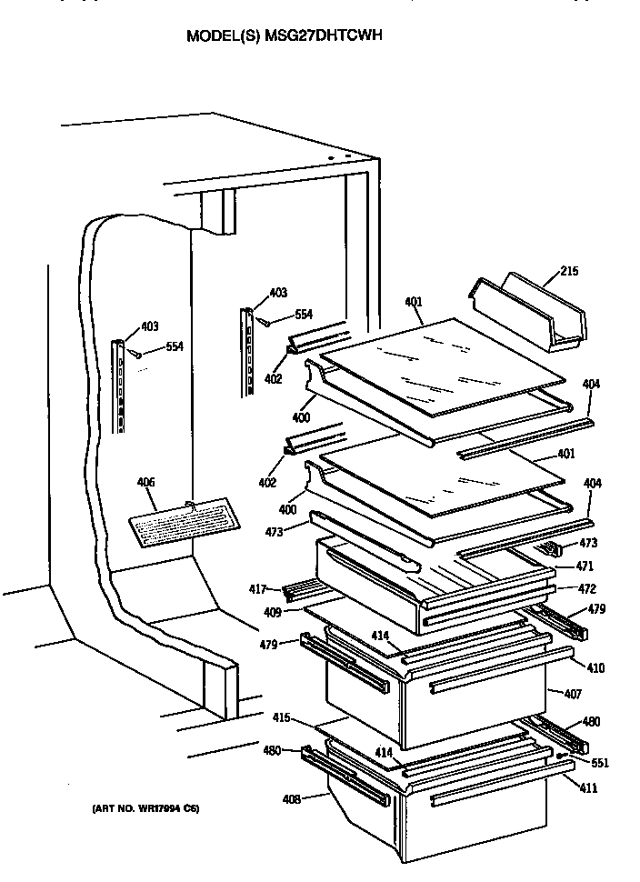 GE MSG27DHTCWH shelfs diagram