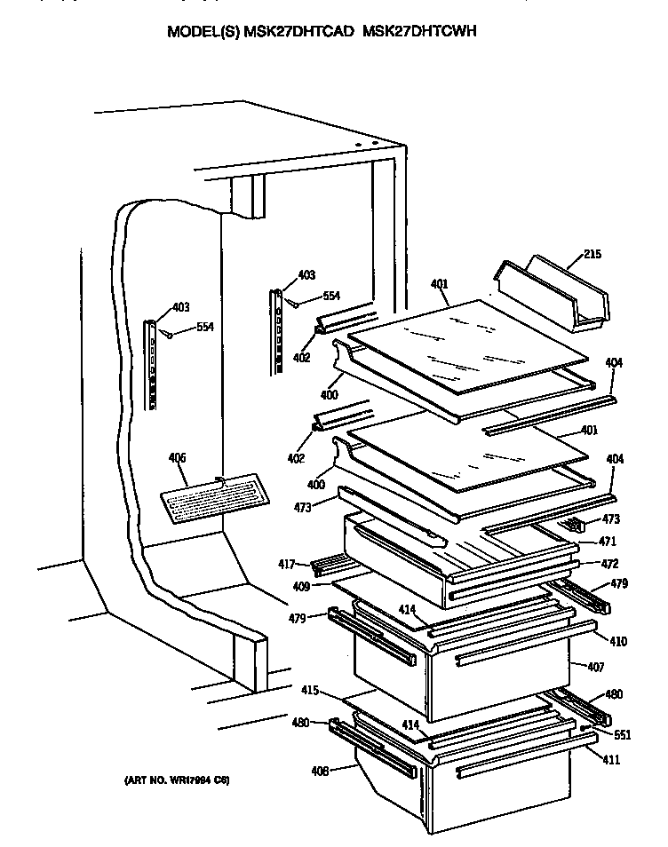 GE MSK27DHTCWH shelfs diagram