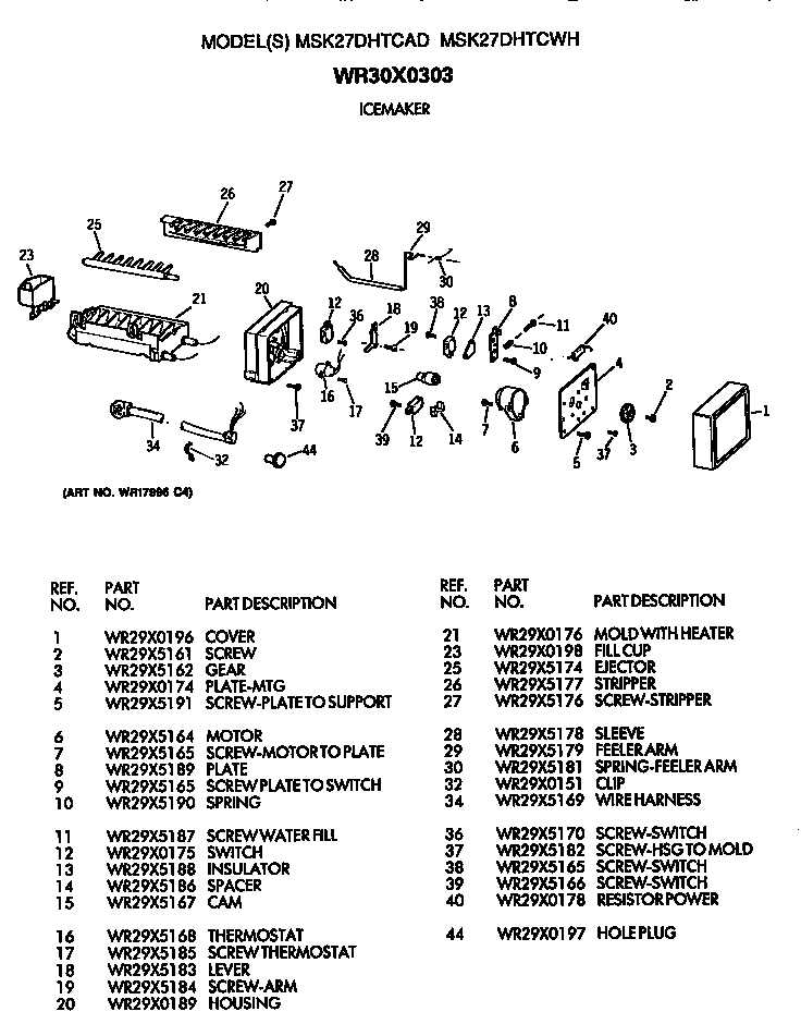 GE MSK27DHTCWH icemaker diagram