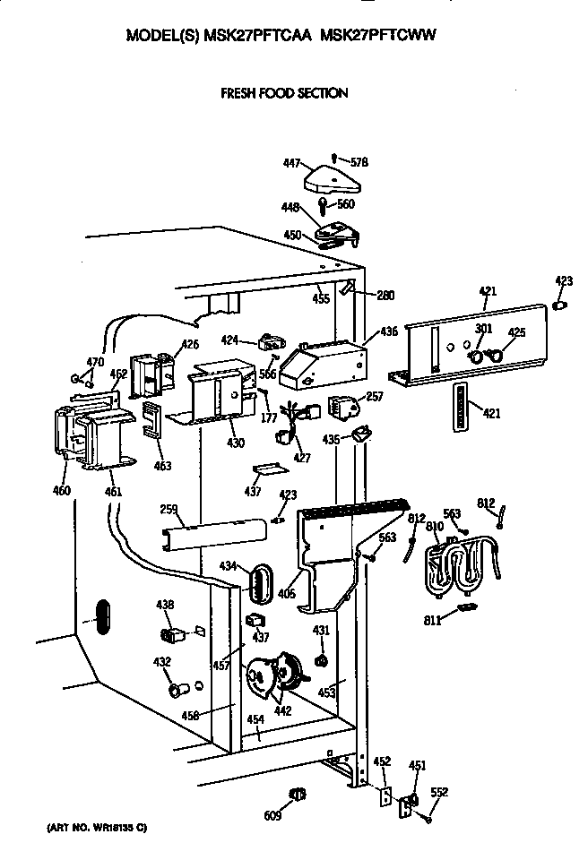 GE MSK27PFTCAA fresh food section diagram