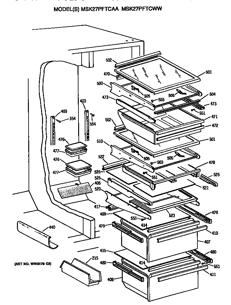 GE MSK27PFTCAA shelfs diagram