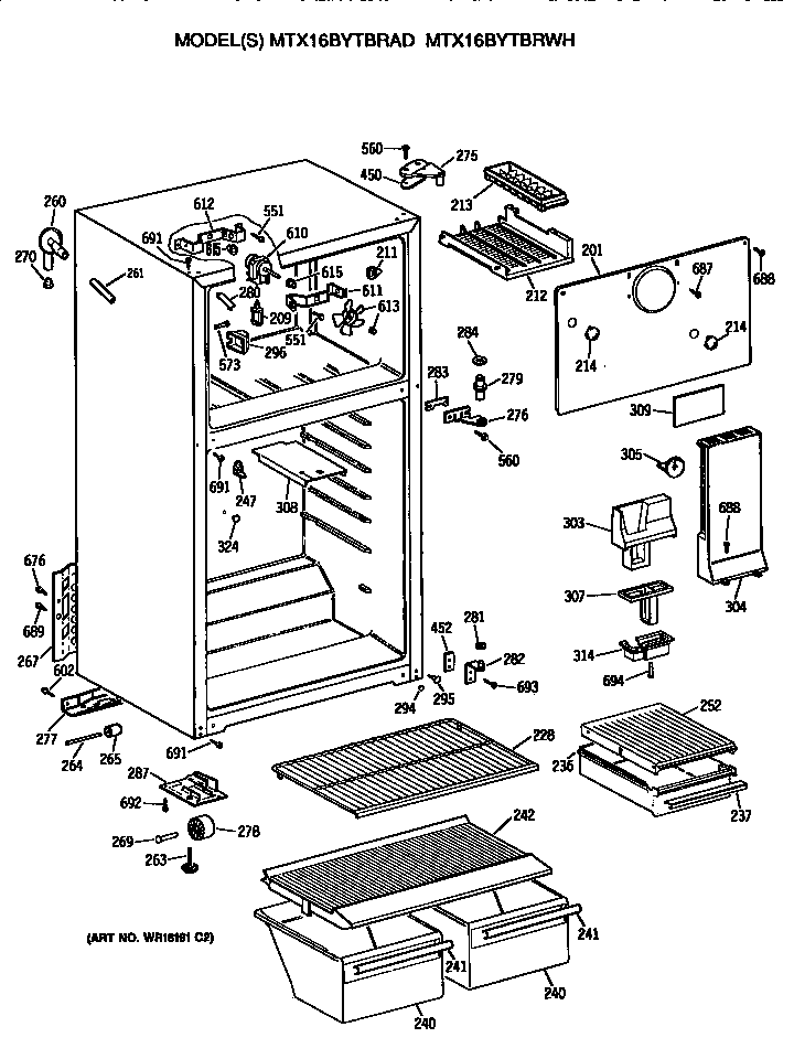GE MTX16BYTBRWH cabinet diagram