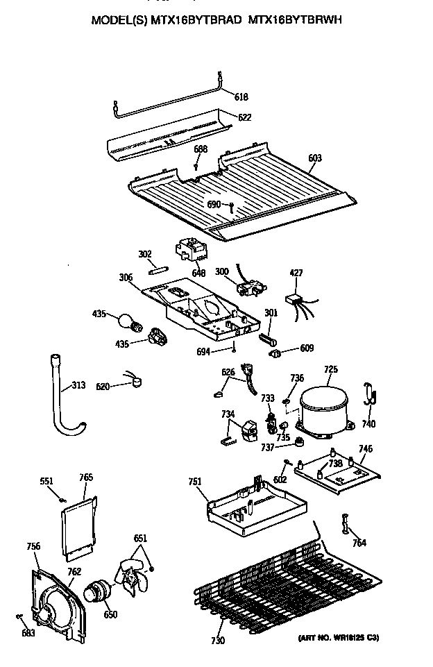 GE MTX16BYTBRWH unit diagram