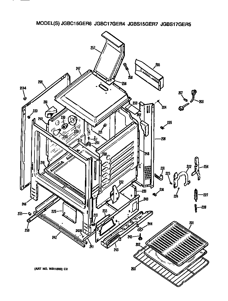 GE JGBS15GER7 oven cabinet diagram