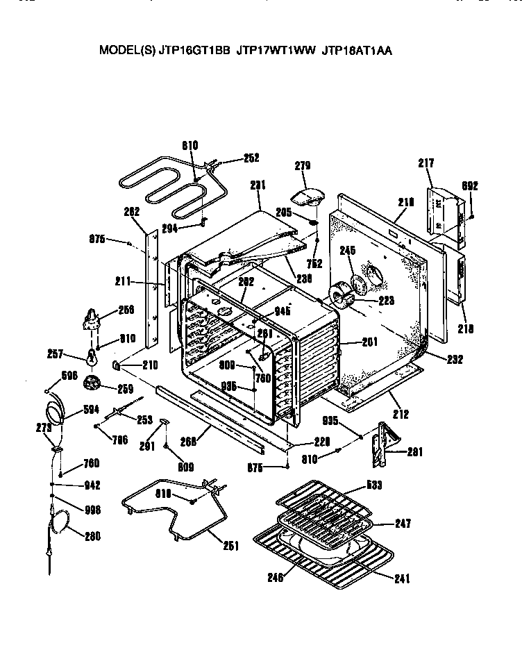 GE JTP18AT1AA oven diagram