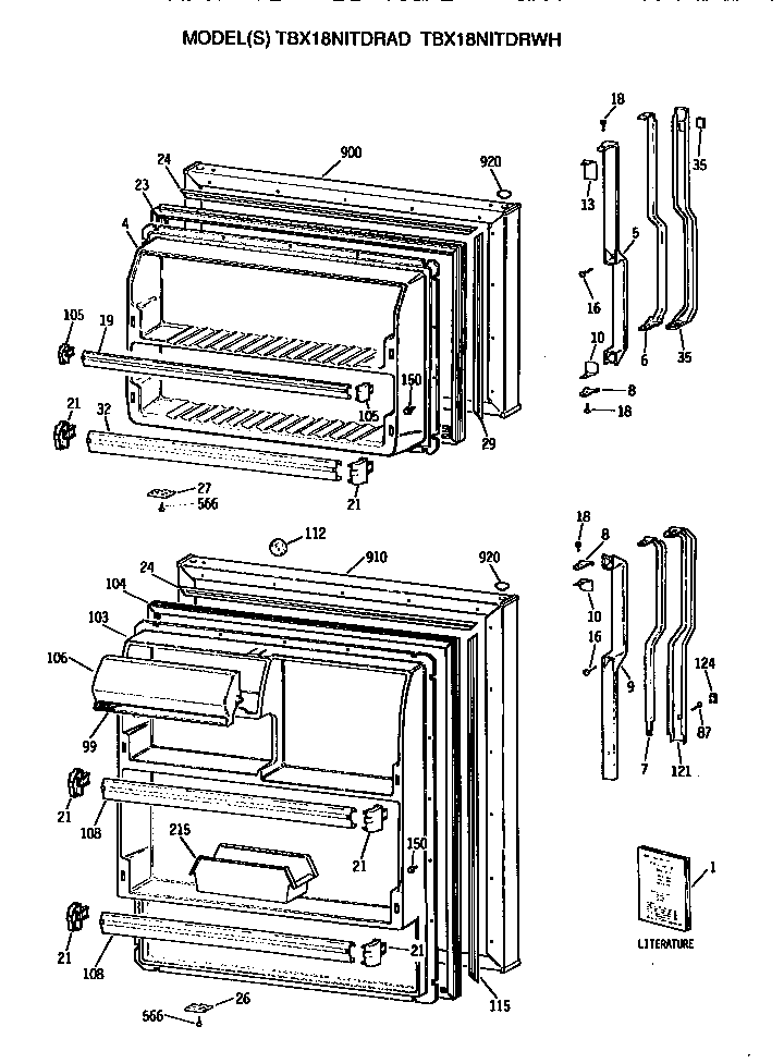 GE TBX18NITDRAD doors diagram