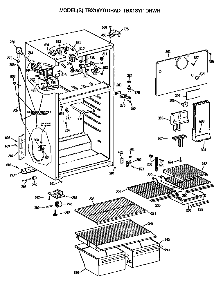 GE TBX18YITDRAD cabinet diagram