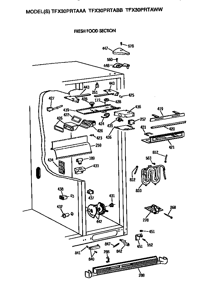 GE TFX30PRTABB fresh food section diagram