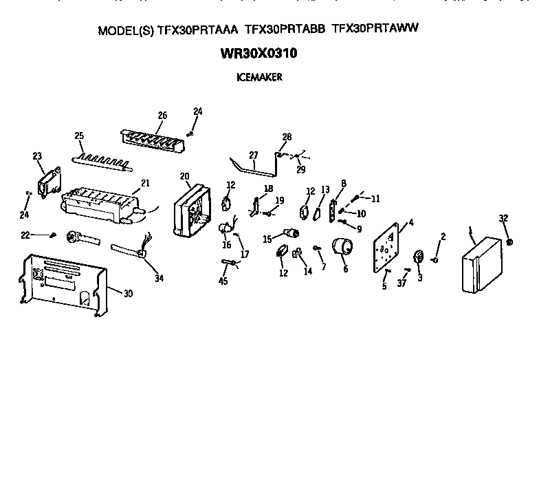 GE TFX30PRTABB icemaker diagram