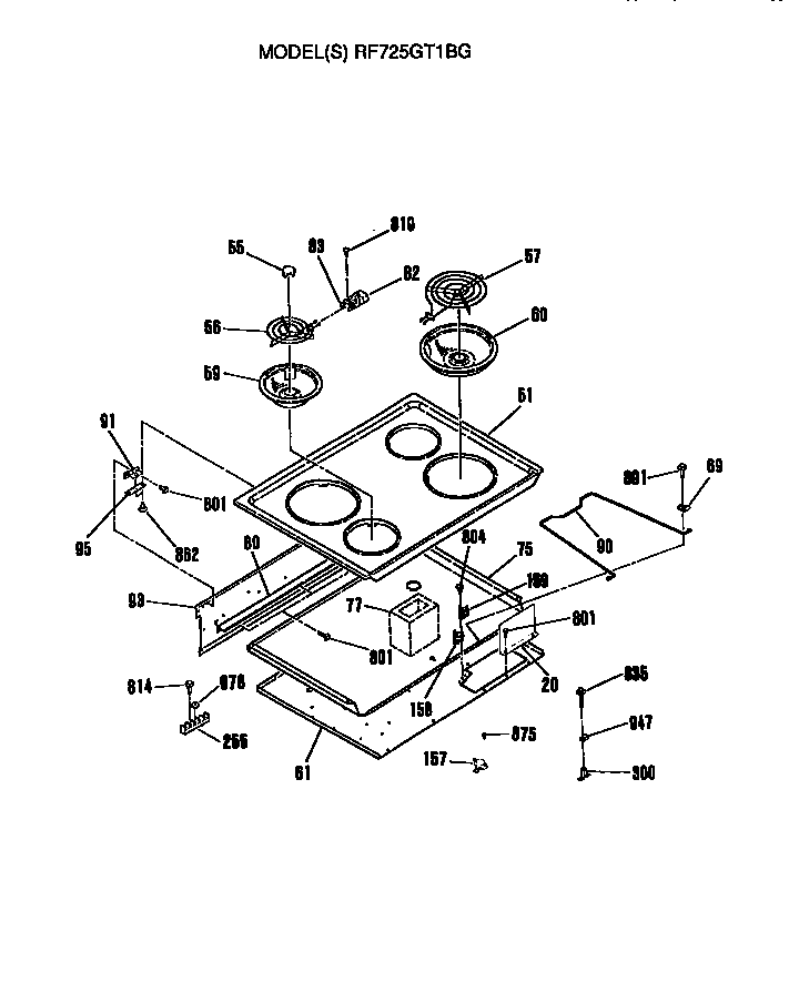 Hotpoint RF725GT1BG cooktop diagram