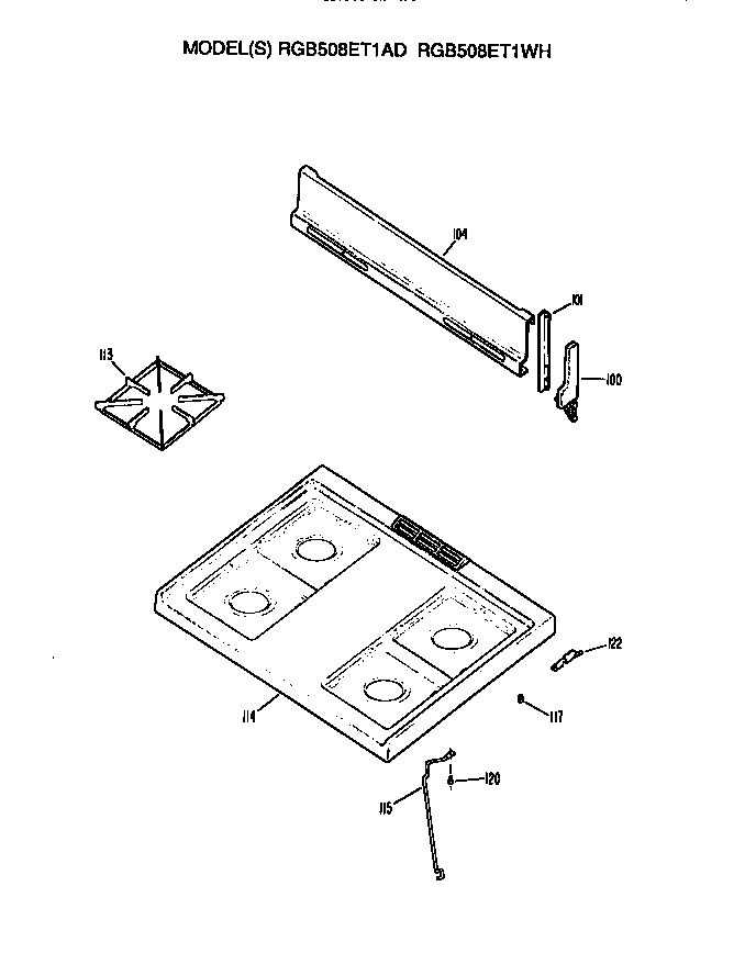 Hotpoint RGB508ET1AD cooktop diagram