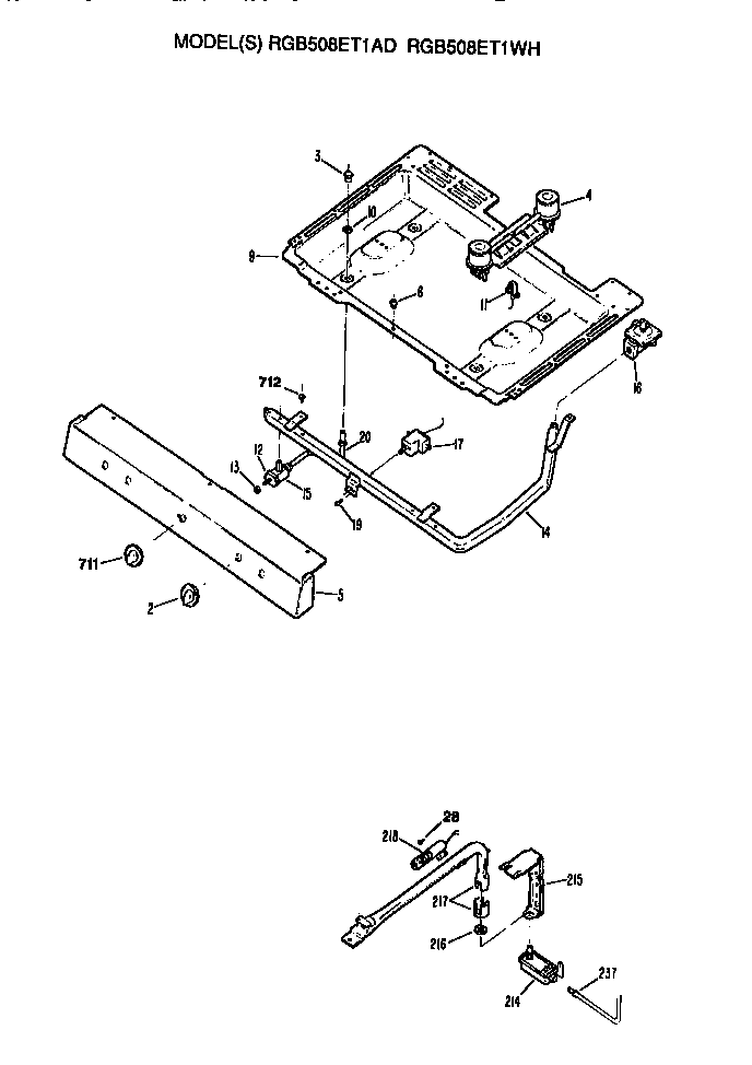 Hotpoint RGB508ET1AD burner assembly diagram